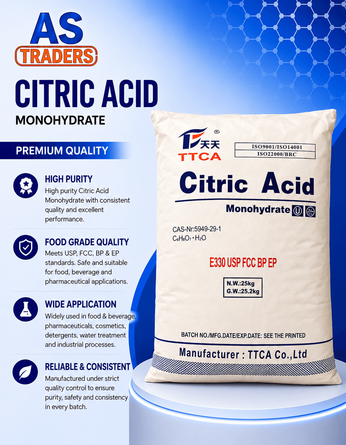 AS Traders Citric Acid Monohydrate product presentation