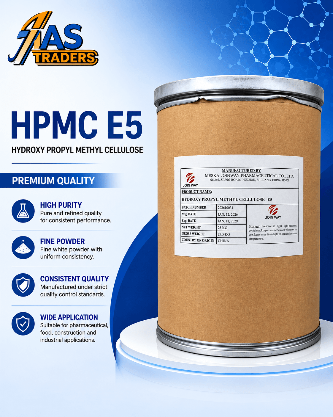 AS Traders HPMC E5 product presentation