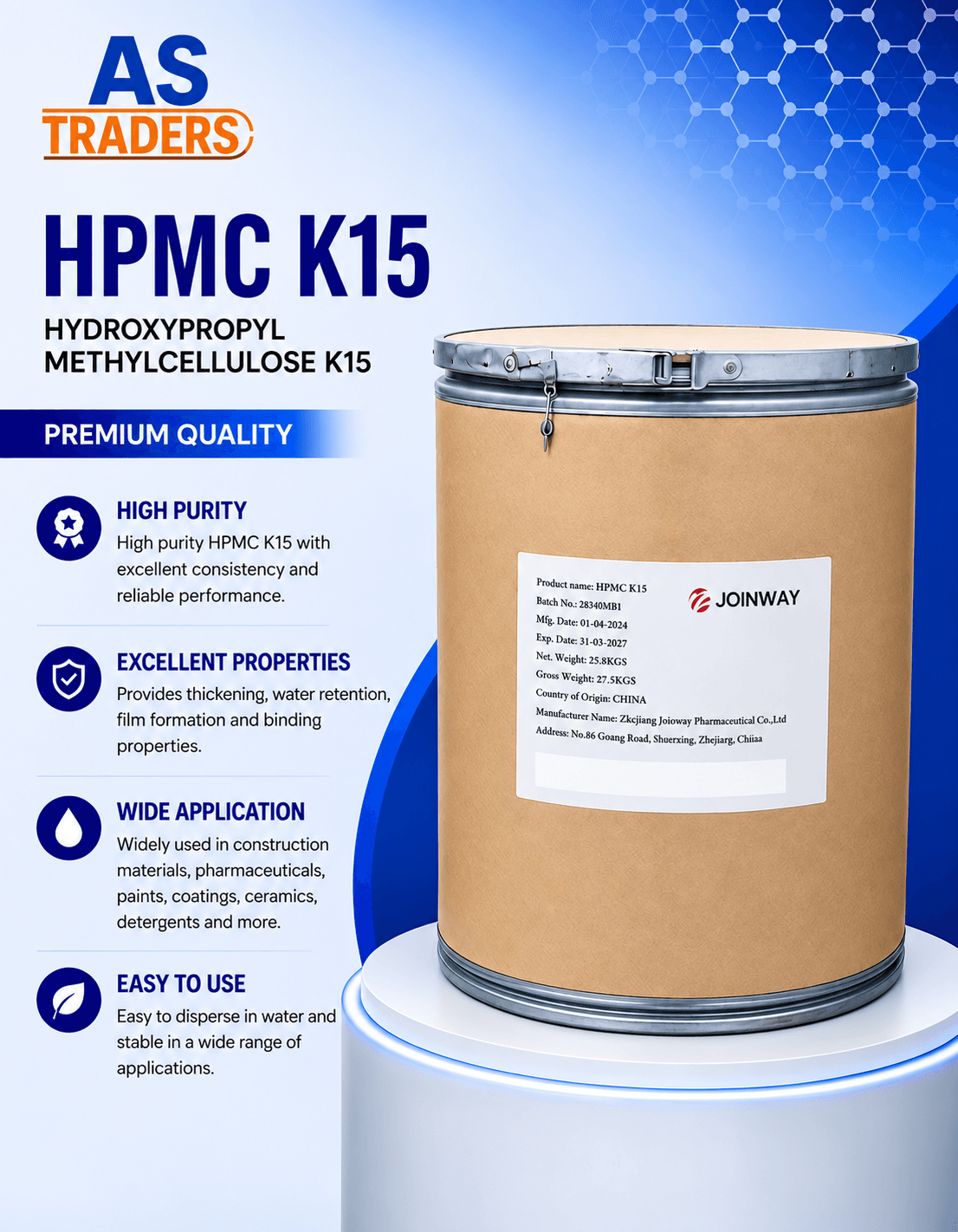 AS Traders HPMC K15 product presentation