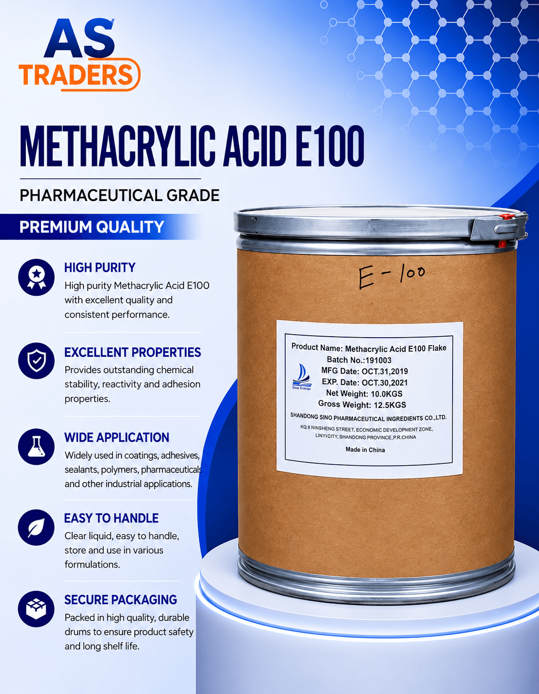 AS Traders Methacrylic Acid E100 product presentation